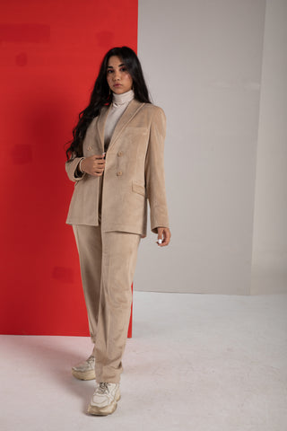 Beige velvet suit for women