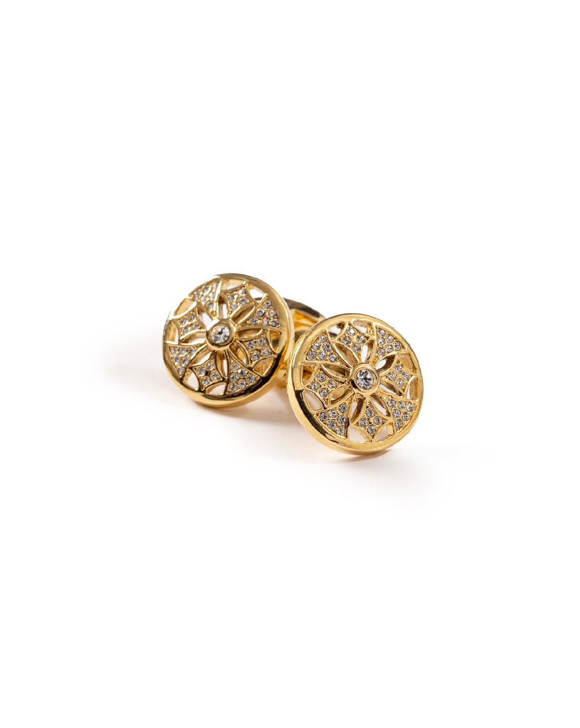 Golden Diamond Circle Cufflinks