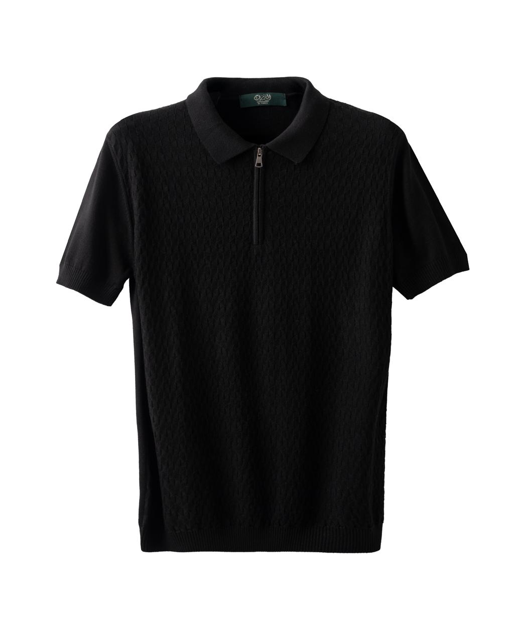 Geomatric Rib-Knit Polo