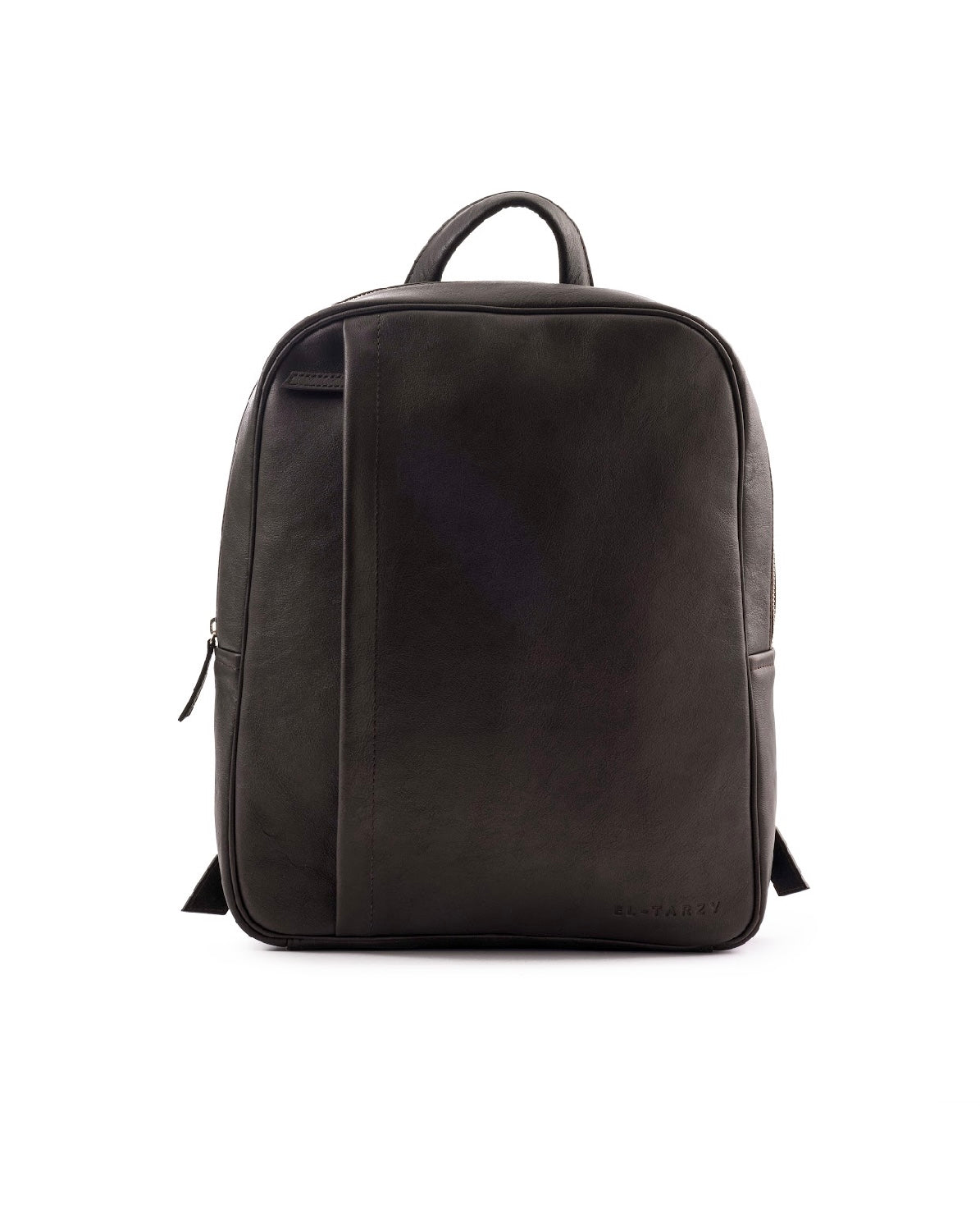 Sleek Leather Backpack with Metal Zipper