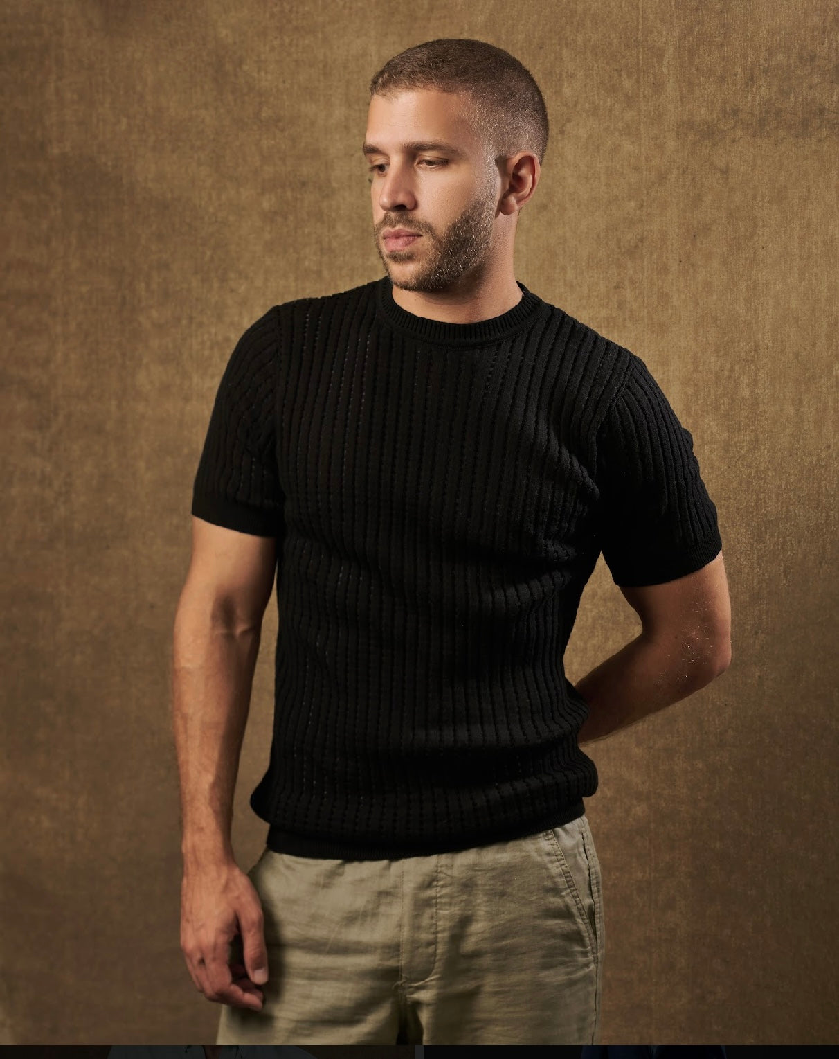 Cozy Ribbed Knit T-Shirt