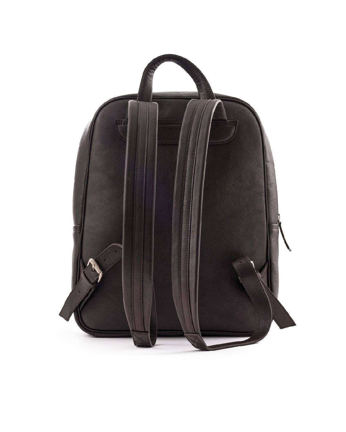 Sleek Leather Backpack with Metal Zipper