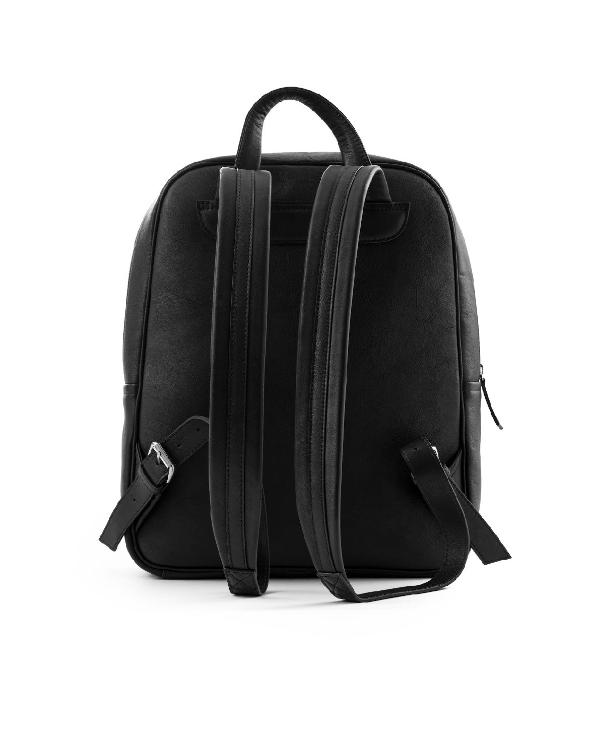 Sleek Leather Backpack with Metal Zipper