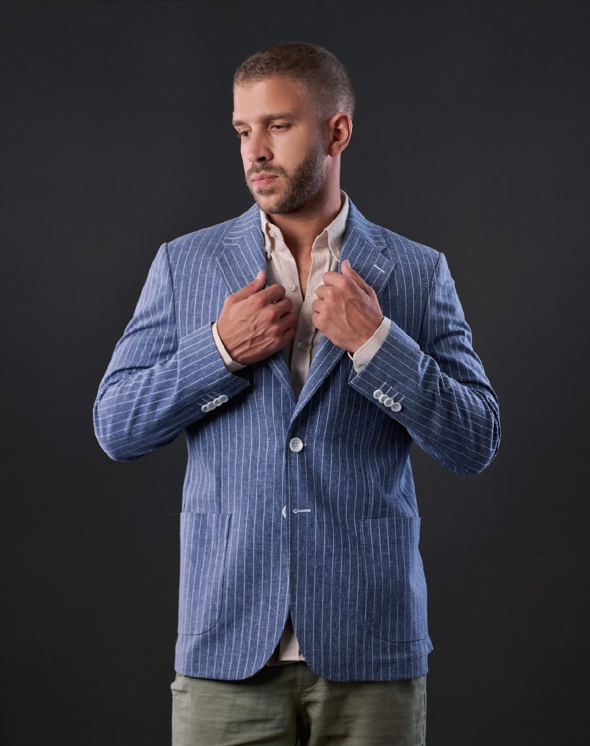 Striped Patch Pocket Blazer