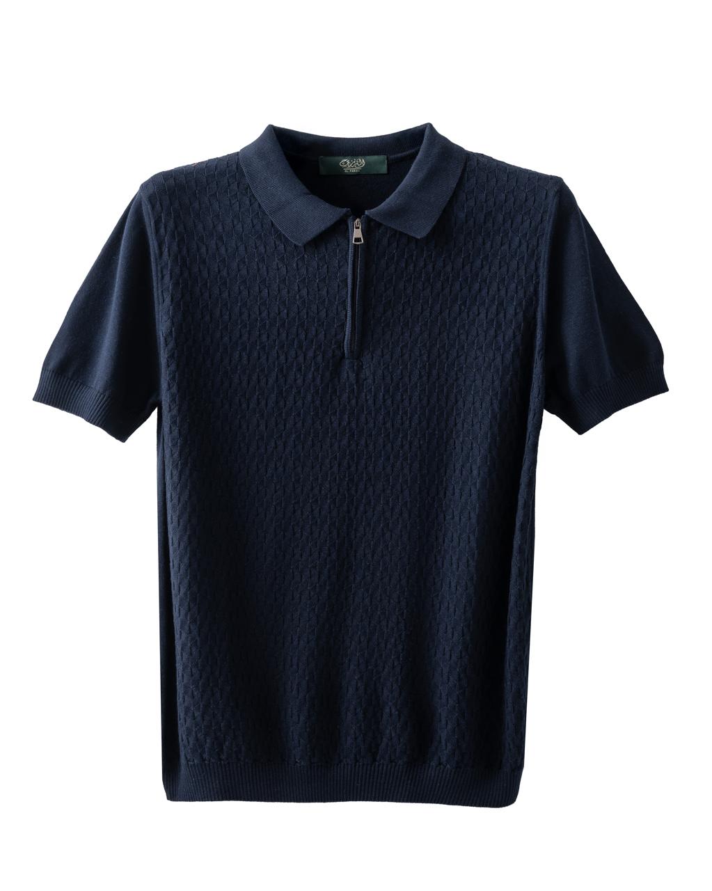 Geomatric Rib-Knit Polo