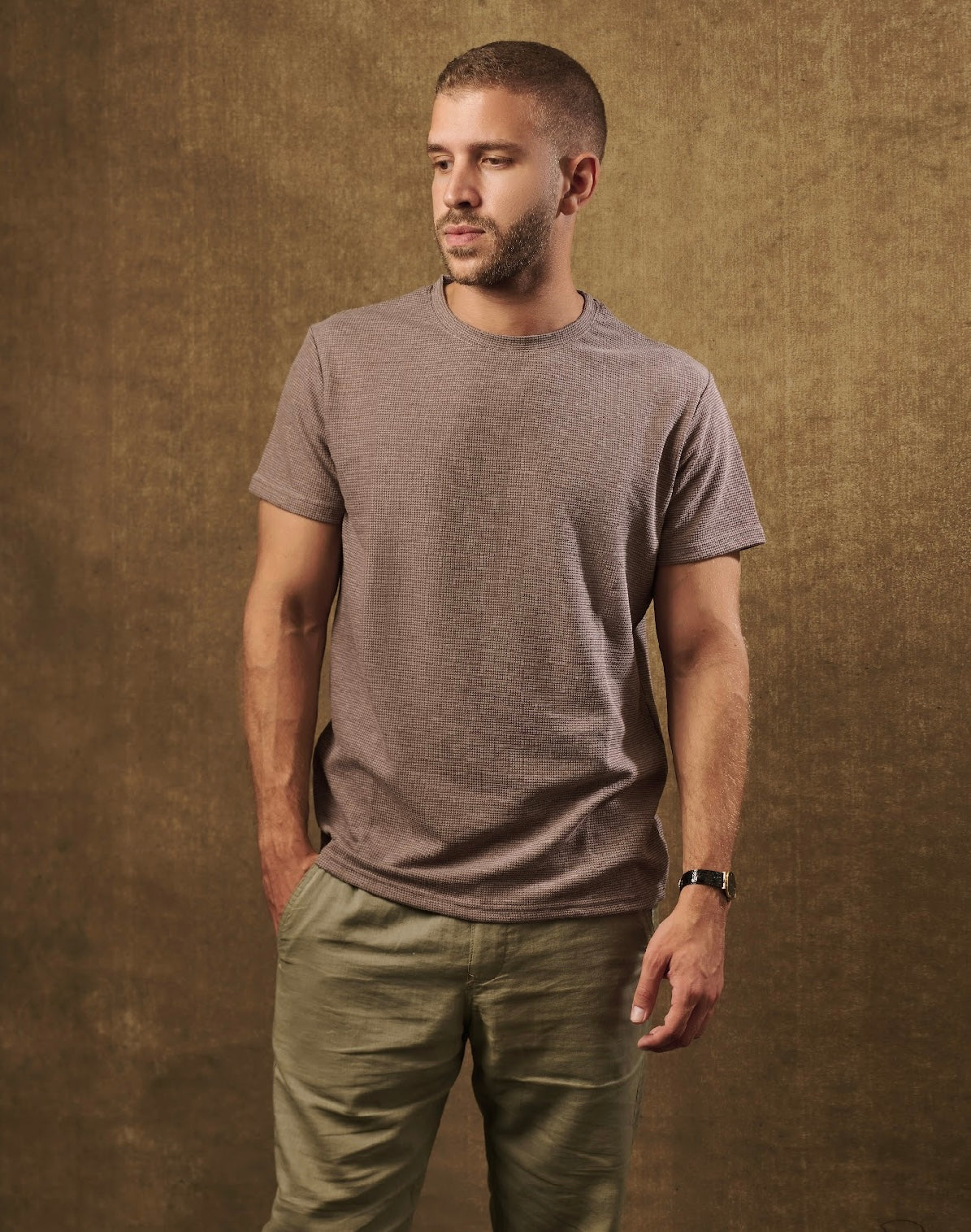 Microstripe Round Neck Tee