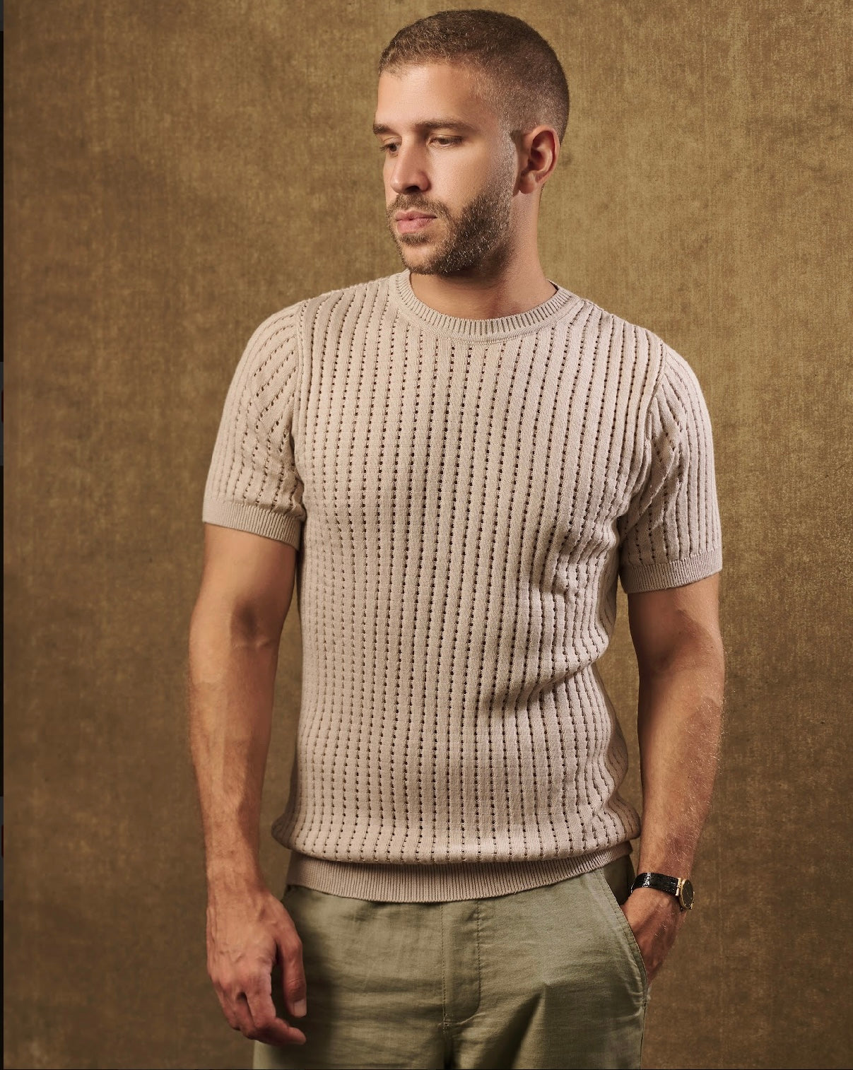 Cozy Ribbed Knit T-Shirt