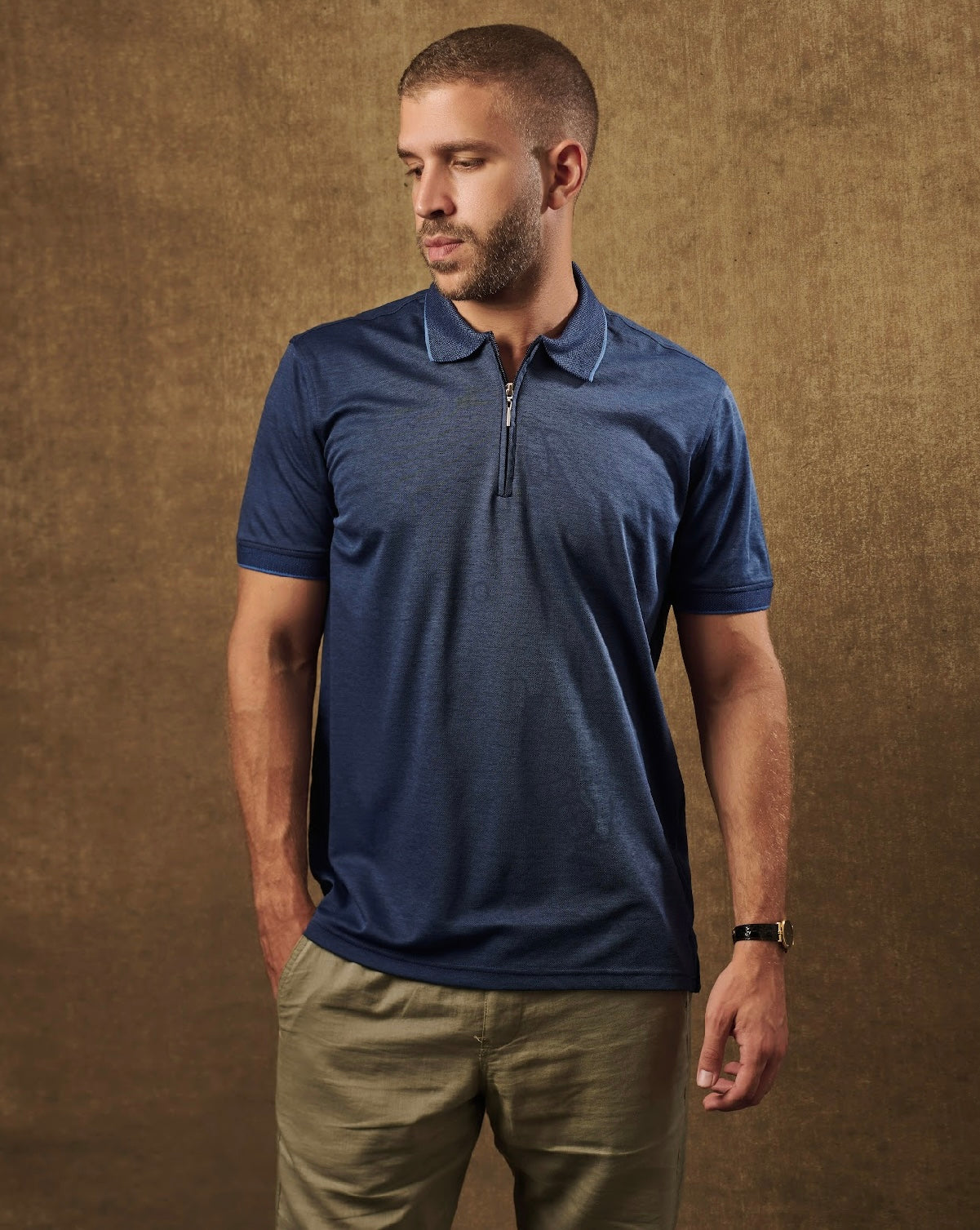 Zip-Up Lycra Polo T-Shirt