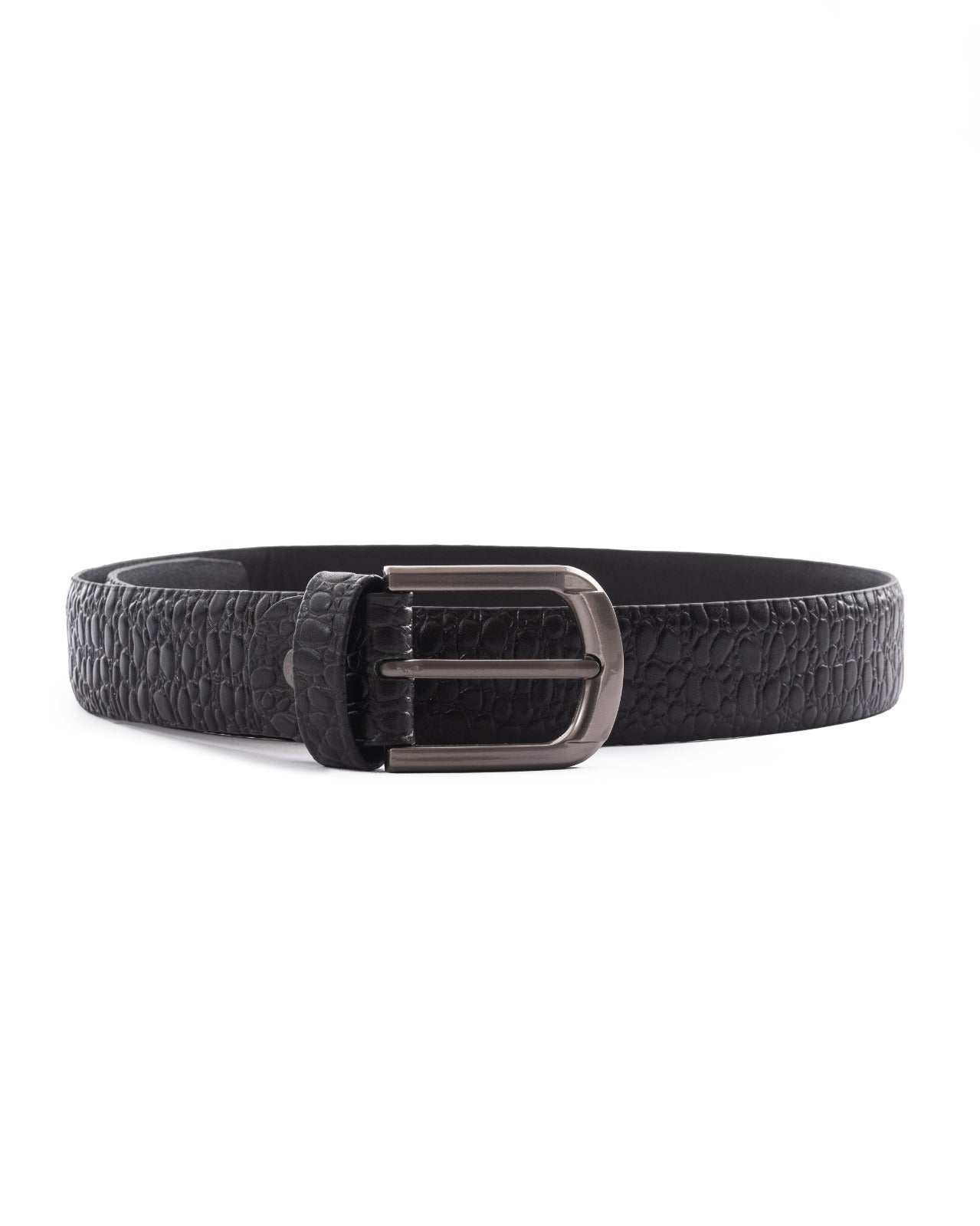 Black Alligator Pattern Leather Belt