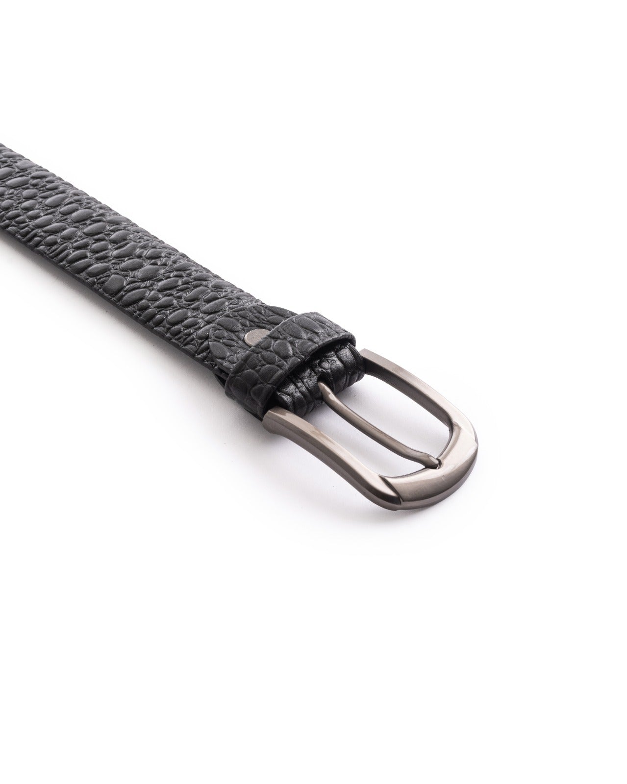 Black Alligator Pattern Leather Belt