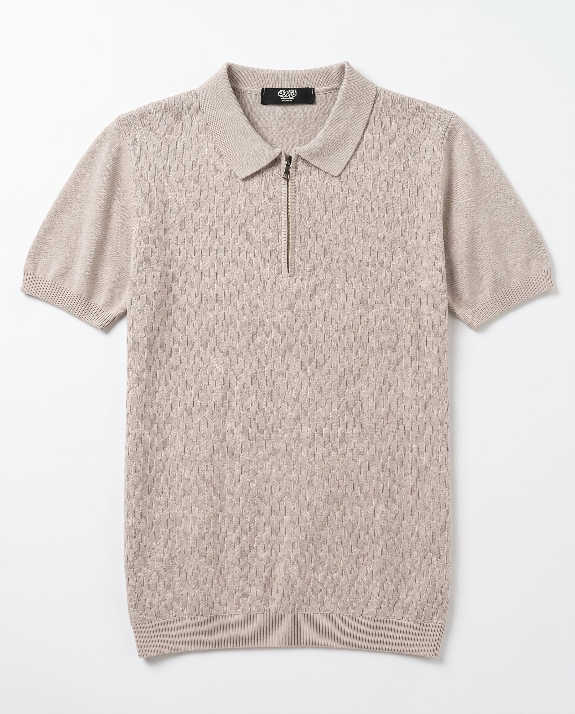 Geomatric Rib-Knit Polo