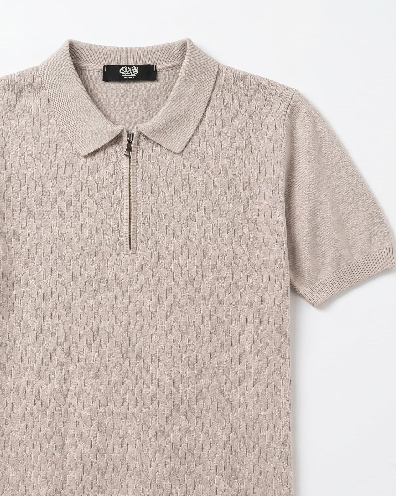 Geomatric Rib-Knit Polo