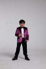 Purple kolchak velvet suit for kids
