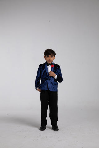 Blue kolchak velvet suit for kids