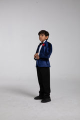 Blue kolchak velvet suit for kids