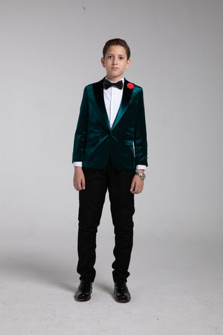 Green peak lapel suit for kids