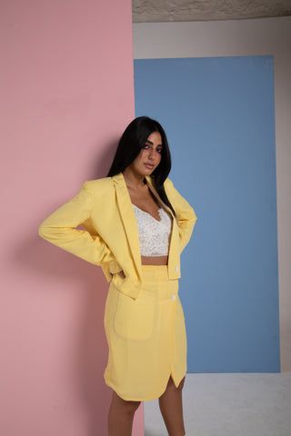 Yellow suit with skirt