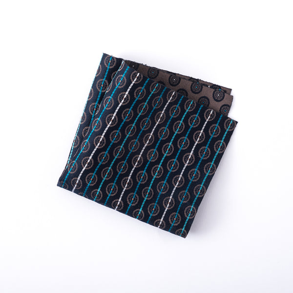 Dark blue striped pocket square with pattern