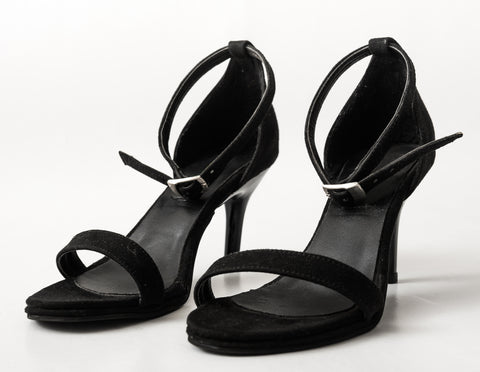 Black chamois heels