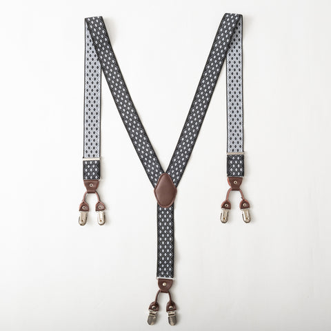 Black x white diamond patterned suspender