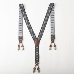 Black x white diamond patterned suspender