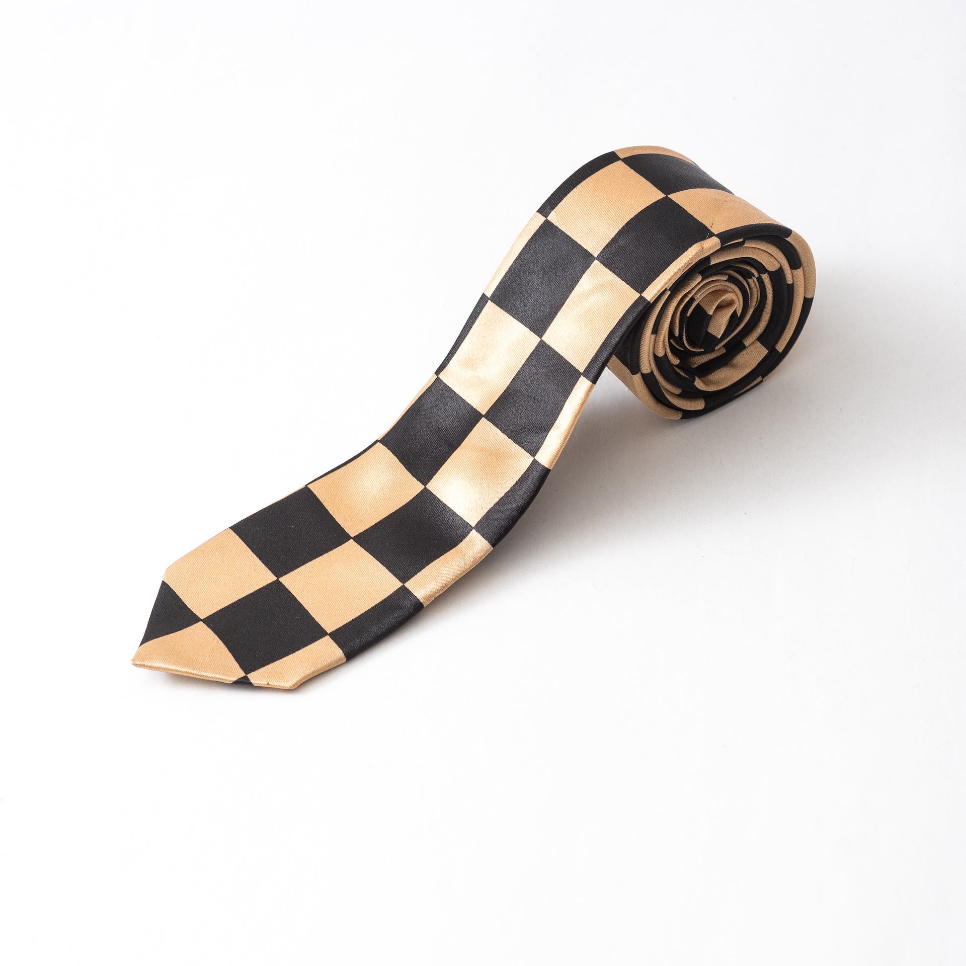 Gold x Black squares tie