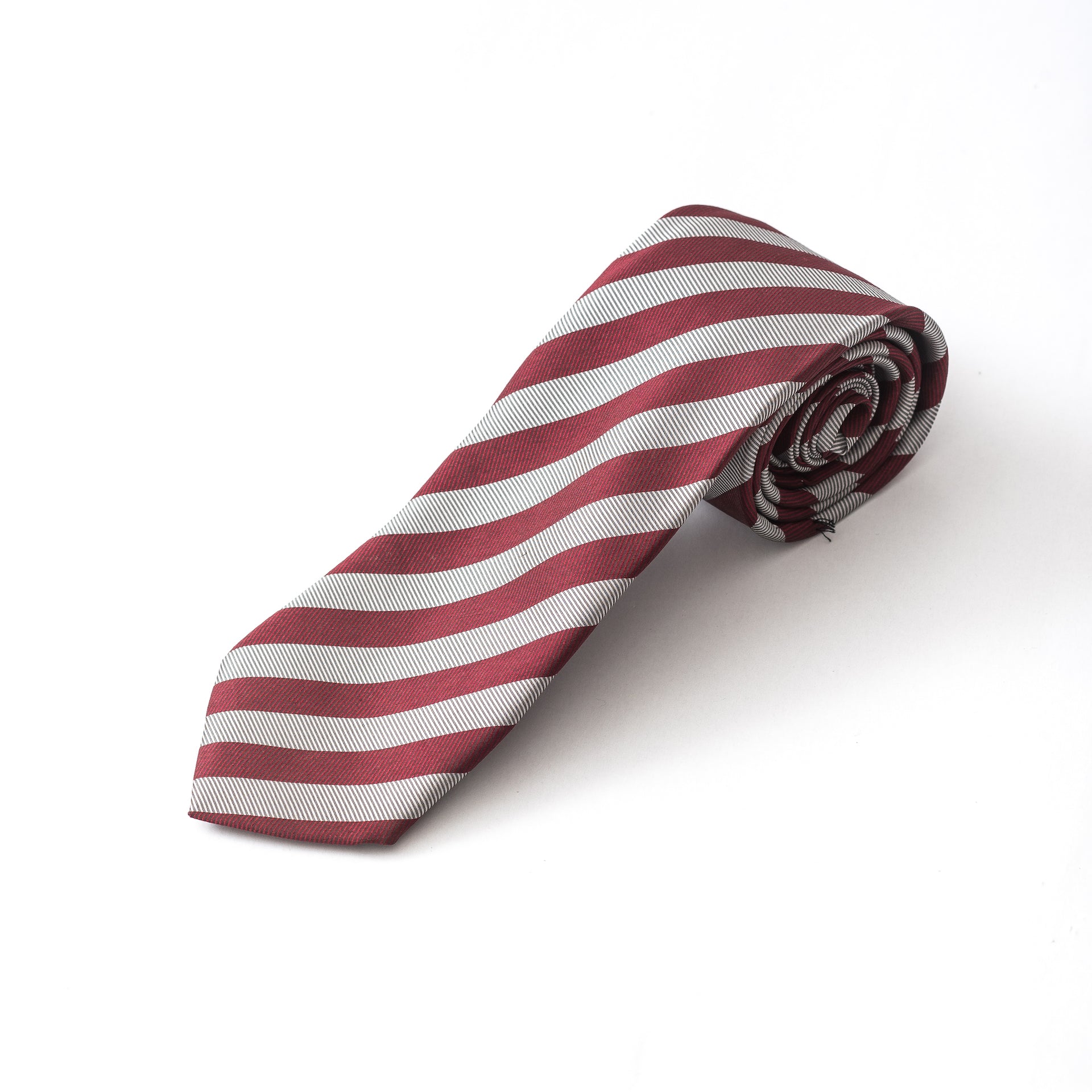 Grey x Maroon striped tie