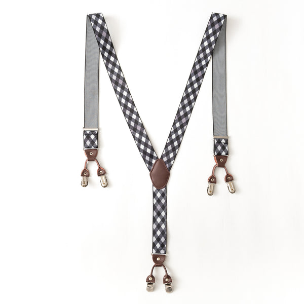 Black x white patterned suspender