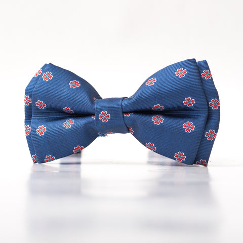 Blue butterfly Bow tie with flower patterns