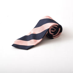 Rose x Dark blue striped tie