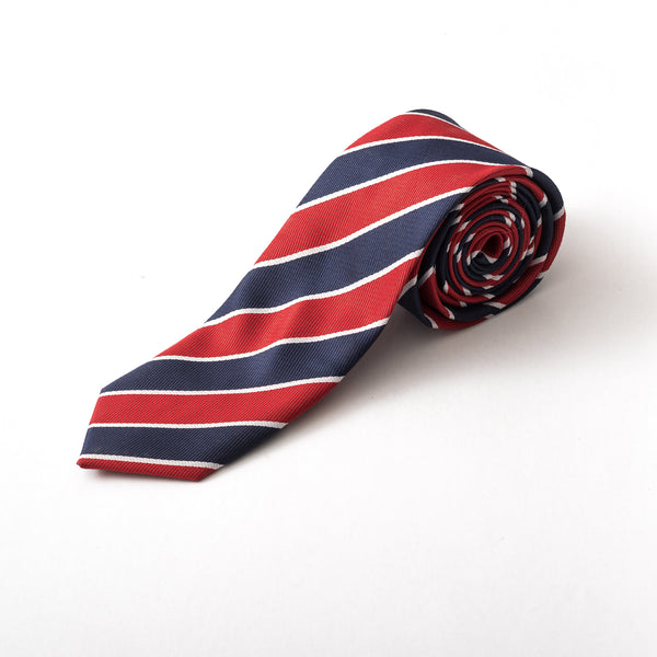 Red x Dark blue striped tie