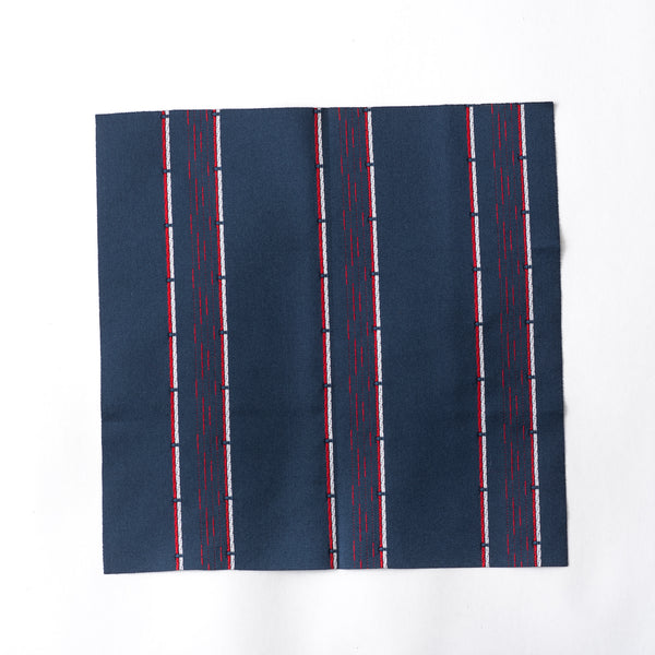 Dark blue pocket square with red and white stripes