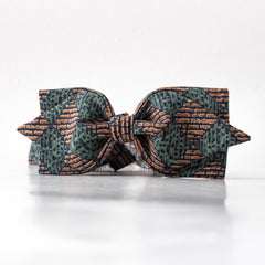 Green x light brown pointed Bow tie