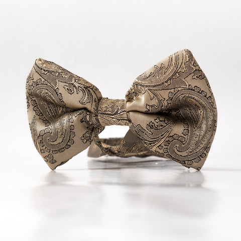 Beige x gold patterned butterfly Bow tie