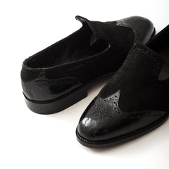 Black leather x chamois shoes